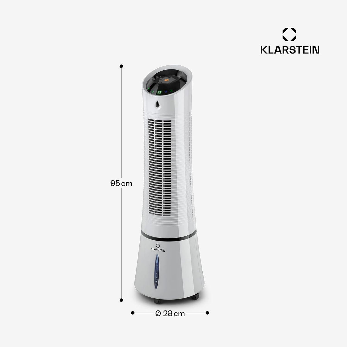 Klarstein 4-in-1: Smart Luftkühler, Ventilator, Luftbefeuchter & Ionisation I 6 L Wassertank, Oszillation, 30 W, 210 m³/h, Timer I Klimagerät ohne Abluftschlauch, Mobiles Klimagerät, Silber