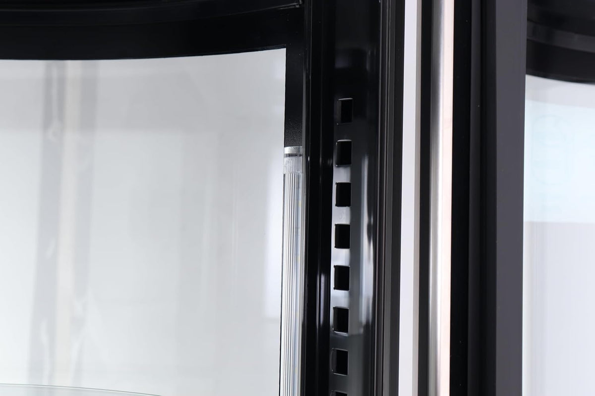 METRO Professional Kuchen-Vitrine GRV1100, Gastro, Edelstahl/Glas, 100 L, Umluftkühlung, 490W, Temperaturanzeige, automatisches Abtauen, rund, silber, Klimaklasse 6