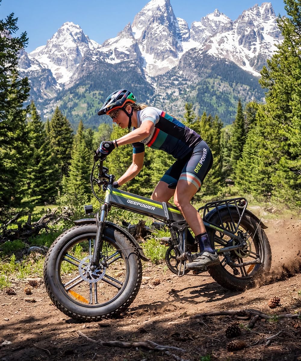 Bicicleta eléctrica plegable, batería extraíble 48 V 25 Ah, autonomía 110 KM, bicicleta eléctrica con neumáticos grasos 20" x 4, suspensión completa, freno hidráulico, 7 velocidades, bicicleta