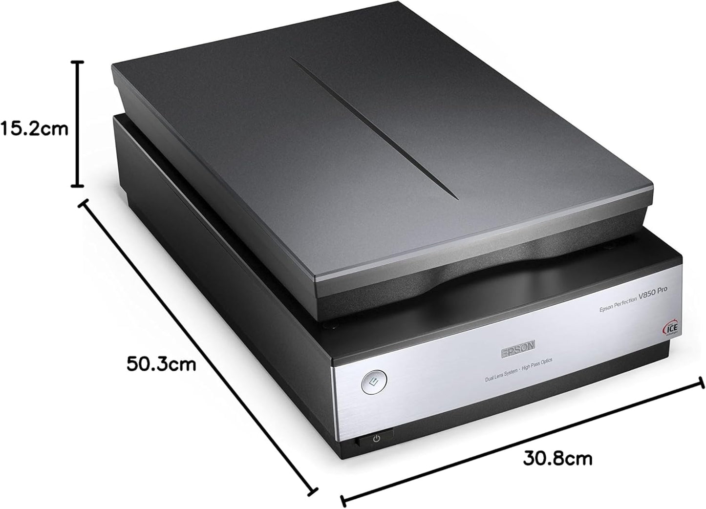 Epson Perfection V850, professioneller Fotoscanner, Scanner zum Digitalisieren von Fotos, Vorlagen, Dias und Negativen, Flachbettscanner mit hoher Auflösung, schwarz/silber