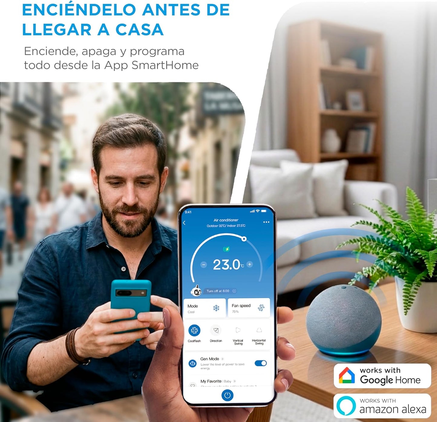 Midea Portasplit Aire Acondicionado Portatil 4 en 1 | 3000 frigorías / 12000 BTU | Pinguino Split de Bajo Consumo con modo Silence | Deshumidificador, Calefactor, Ventilador y Climatizador hasta 45 m2