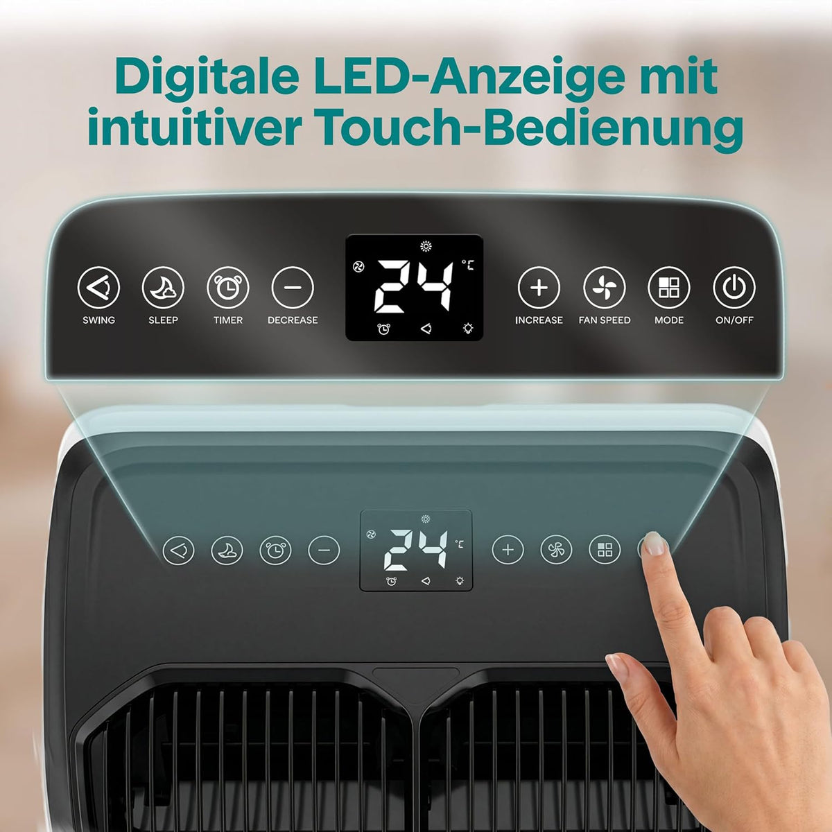 SereneLife Klimaanlage Mobil 14000 BTU – Kleine Klimaanlage für Zimmer bis 33 m² | WiFi | Kühlung, Entfeuchter & Ventilator | 51 dB