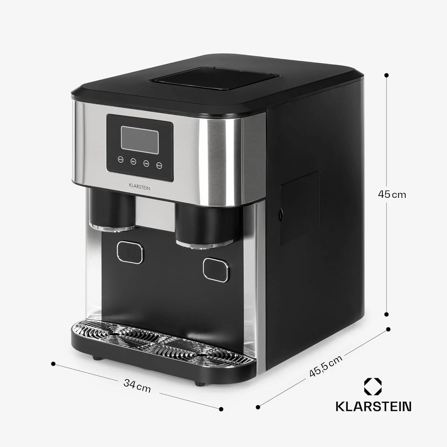 Klarstein Maquina de Hielo Doméstica, 1,8L, Gris oscuro, Ice Maker Encimera 15 kg, para Hacer Cubitos de Hielo y Picado en Casa, con Panel Táctil y Sistema Fácil Limpieza, Función Rápida