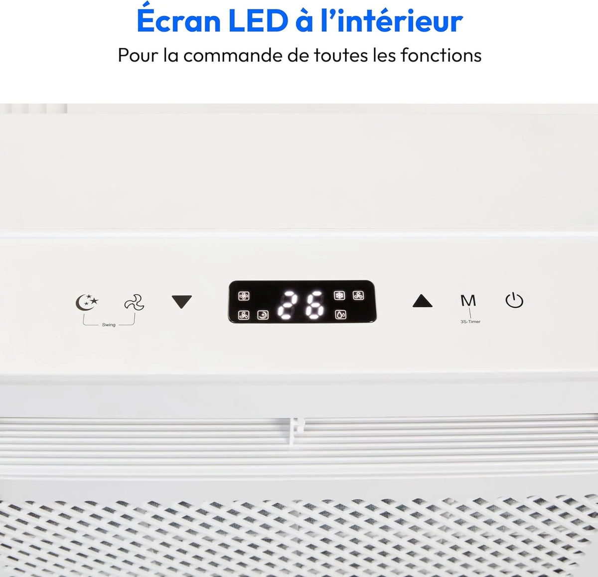 MEDION Smart Climatiseur Split P502 (5000 BTU, 3-en-1, Refroidir, Déshumidification, Ventilation, pour caravane, camping-car, kit de joint de fenêtre, mode sommeil, contrôle Wifi, Écran, MD 37735)
