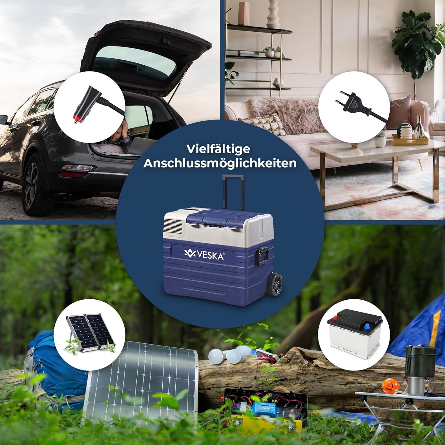 Kompressor Kühlbox elektrisch, Gefriertruhe mit APP-Steuerung, USB-Anschluss, 12/24V, 230V, Räder, transportabler Kühlschrank, Kühltruhe, Gefrierbox bis -20 °C für Auto, LKW, Boot (52L - anthrazit)