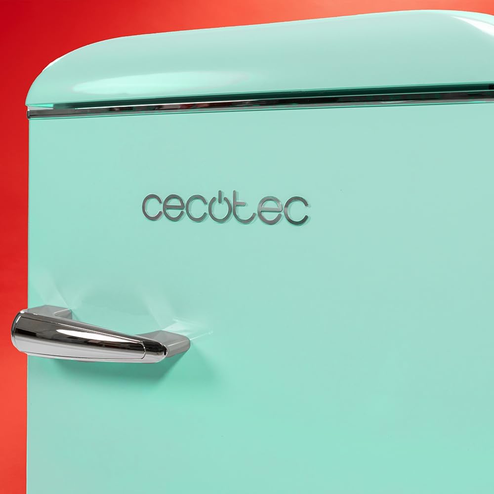 Cecotec Nevera Pequeña - Frigorífico 2 Puertas - Retro 86L - Bolero CoolMarket 2D Origin 86 Green E. 89,3cm de Alto y 48,7cm de Ancho, Clase Energética E, Icebox, Luz Interior y Tirador Cromado, Verde