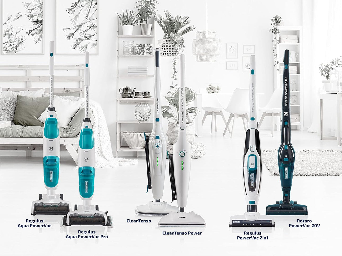 Leifheit Set Akku Saugwischer Regulus Aqua PowerVac inkl. Zubehör, saugen und wischen, Leichter Nasssauger mit leistungsstarken 24V, kabelloser Waschsauger mit 22min Akku-Laufzeit und Standfunktion