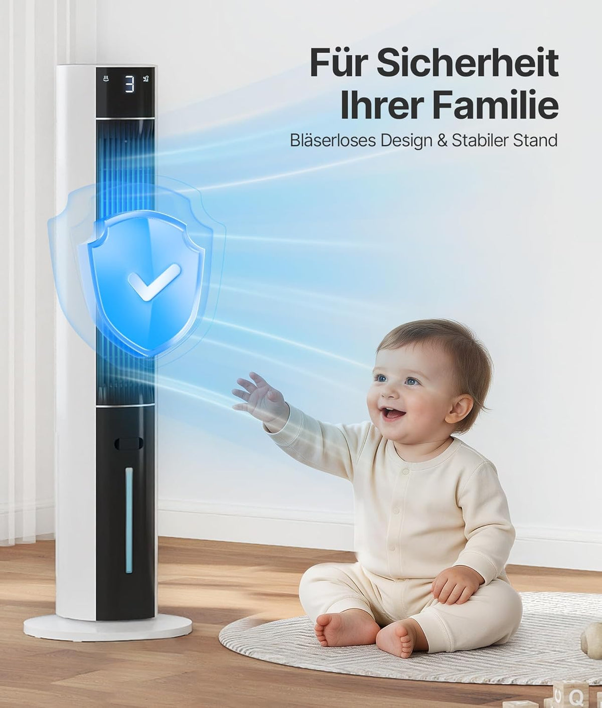 Turmventilator Luftkühler mit Wasserkühlung - Mobile Klimaanlage ohne Abluftschlauch, Ventilator mit Kühlung Leise, 3 Modi-12H Timer-Aroma- Fernbedienung, für Zimmer & Wohnung