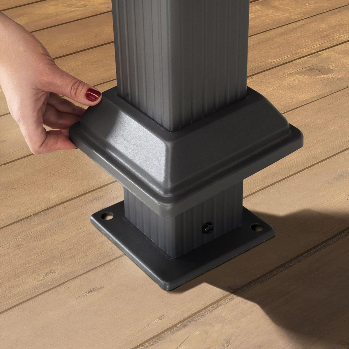 TOOLPORT Gartenpavillon 3x3 m Stahldach Hardtop 4 Seitenteile in Grau, Pfosten 9x9 cm