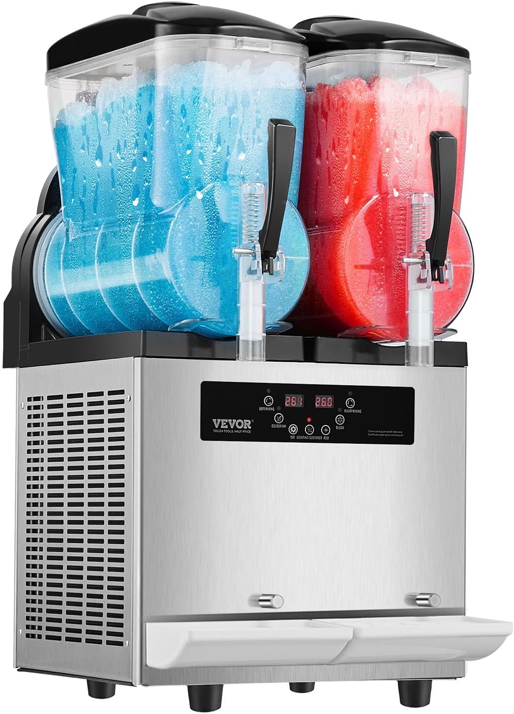 VEVOR kommerzielle Slusheis Maschine 12 L x 2 Doppeltank-Maschine für gefrorene Getränke, 96 Tassen Edelstahl Slush-Eis-Maschine mit Tastenfeld Softeis Maker für Partys Restaurants Cafés Bars