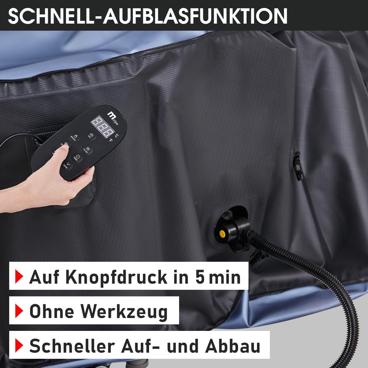 BRAST Whirlpool aufblasbar MSpa | 4-8 Personen | viele Modelle rund und eckig | Ø 125-224cm | In-Outdoor Pool | bis zu 144 Massagedüsen | inkl. Aufblasfunktion Abdeckung Timer Heizung | Tekapo6