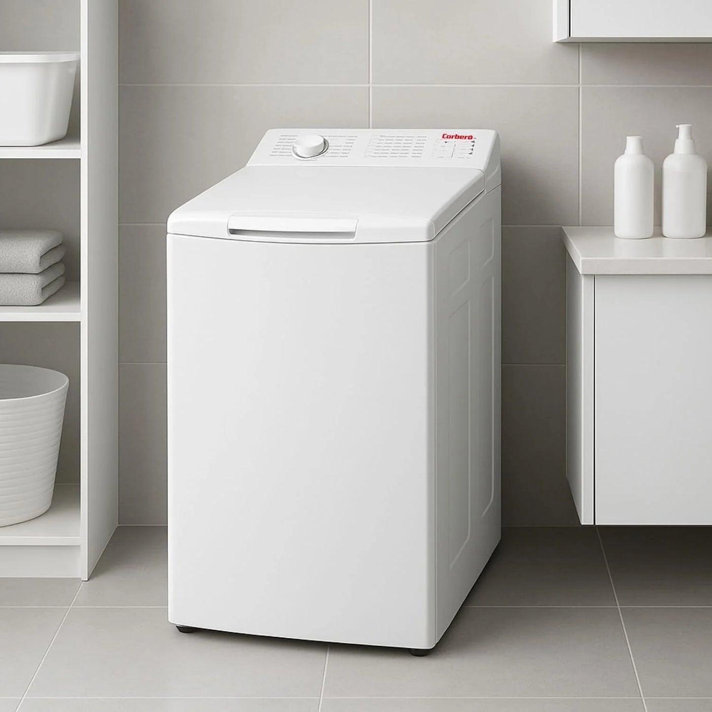 Corberó - Lavadora Carga Superior 6.5kg| CLACSM6524 | 1200 RPM | 16 Programas, Función Vapor, ECO, limpieza tambor| Inicio Diferido| Lavado Rápido | Planchado Fácil | Indicadores LED | Blanco