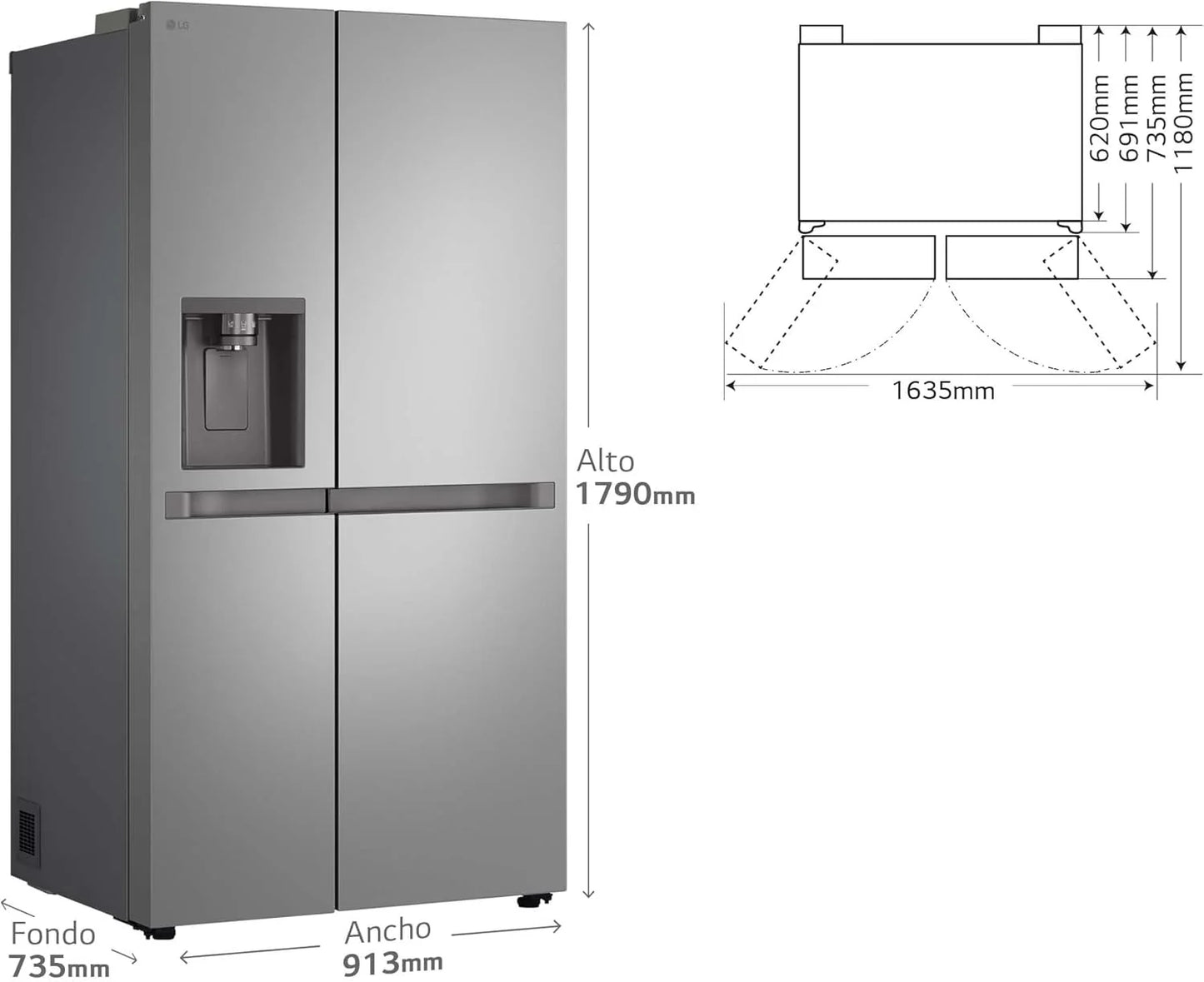 GSLC40PYPE - Frigorífico Side by Side, Serie 400, Clasificación E, 641 L, Inox Anihuellas