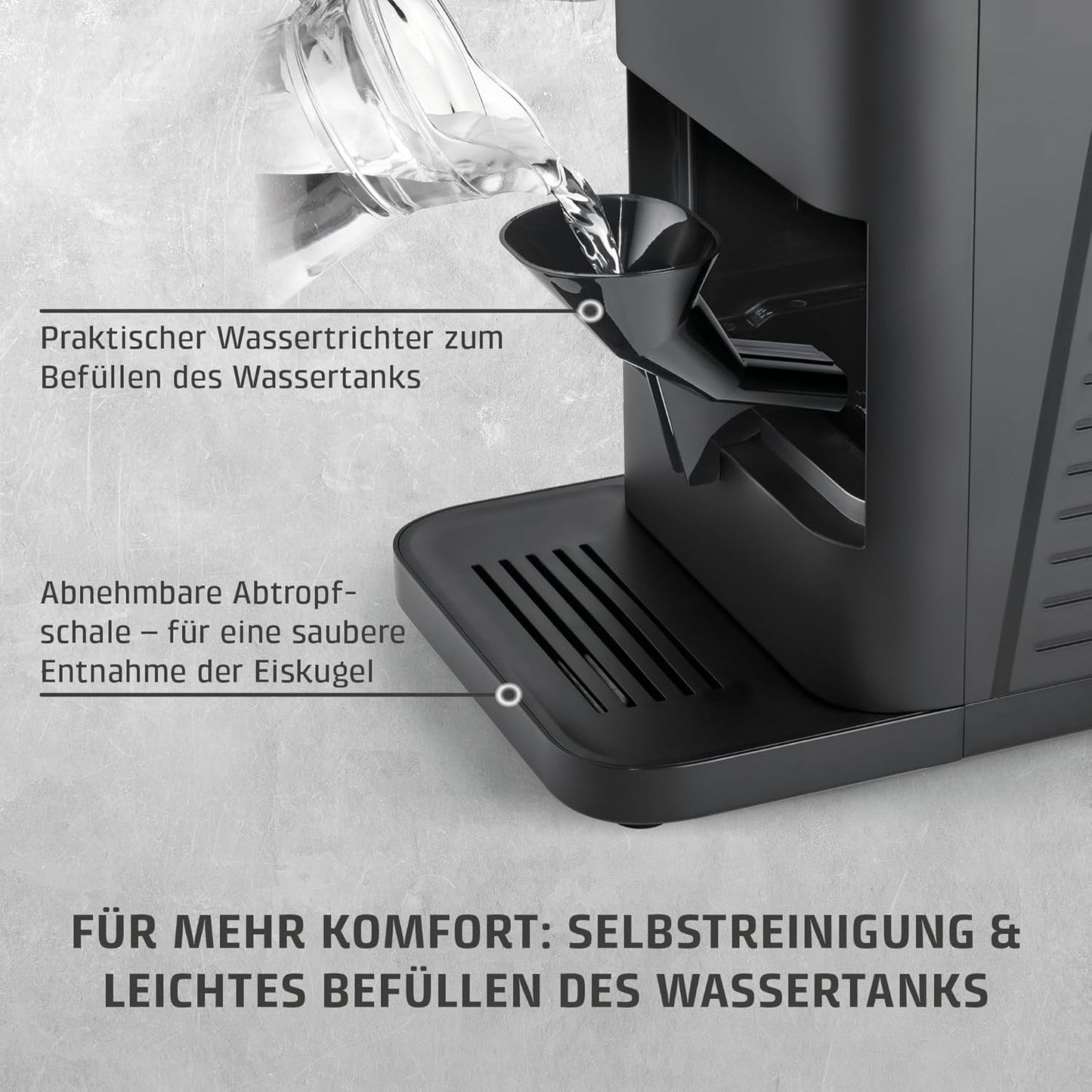 CASO IceBall Pro Eiskugelbereiter mit Kompressor - Kristallklare Eiskugeln 50-55 mm, 2 Kugeln/Stunde, 1,3 l Wassertank, Selbstreinigung, LED-Anzeige, mattschwarz