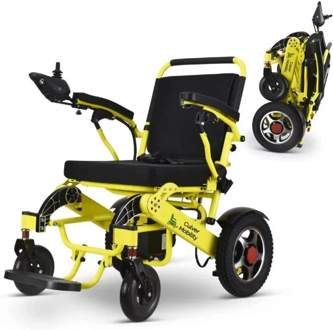 2025 Silla de ruedas eléctrica Culver Mobility, Scooter eléctrico motorizado, plegable y ligera, aprobada por la FDA, para viajes en avión (Regalo de Rampa para silla de ruedas incluido) (Plata, 17.5 pulgadas)