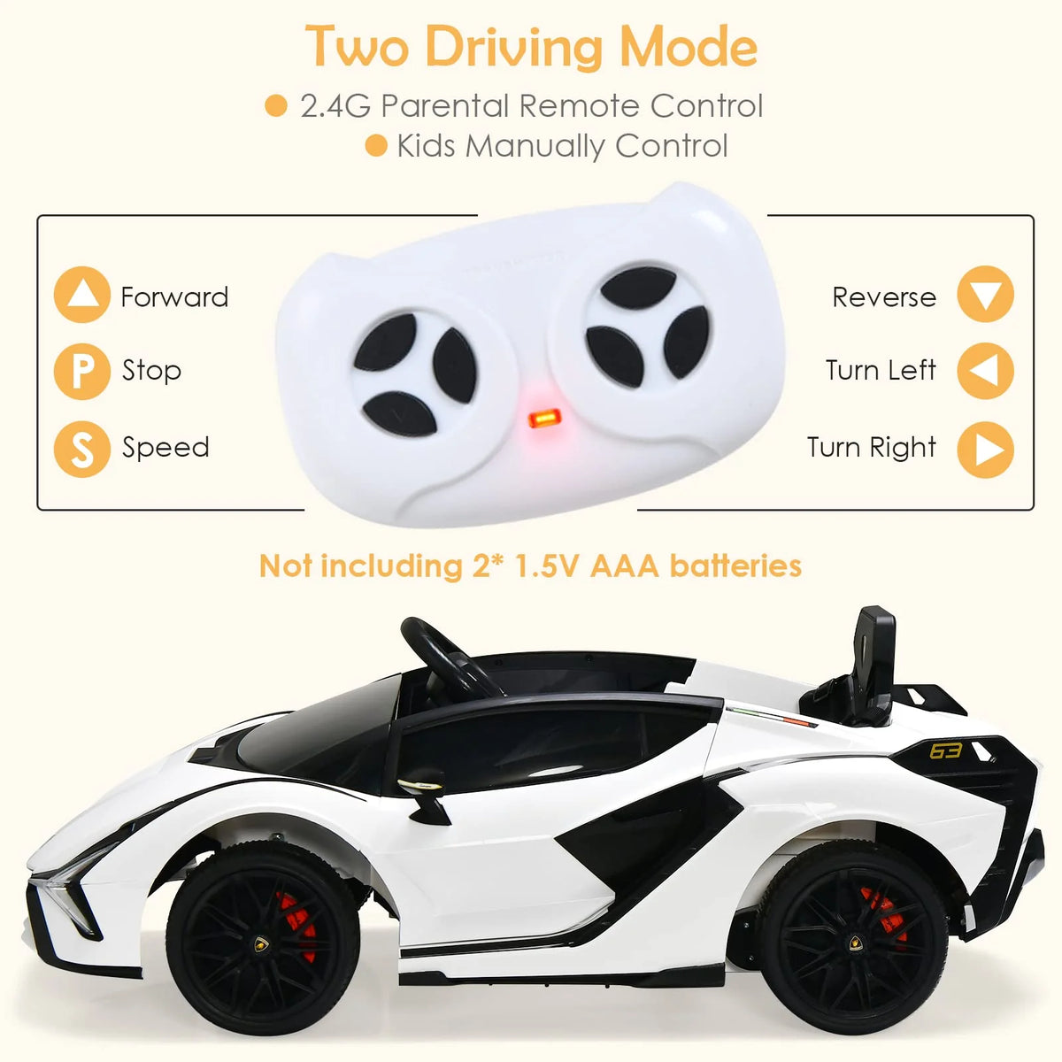 Lamborghini Licenciado Eléctrico con Suspensión y Bluetooth