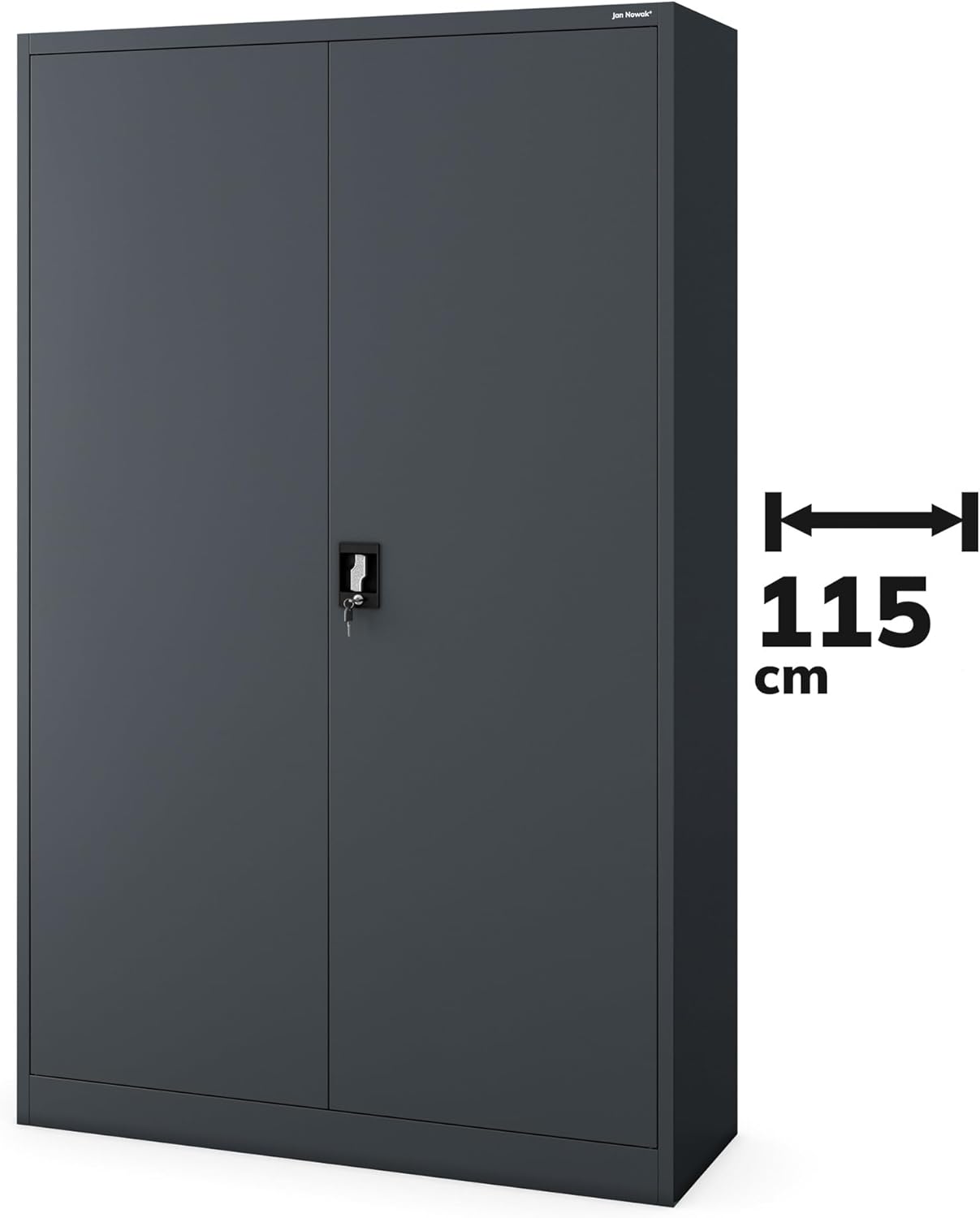 Jan Nowak Metallschrank Jan II 185 x 115 x 40 cm - Aktenschrank abschließbar mit 2 Türen, Mehrzweckschrank mit 5 Ebenen, Büroschrank aus Stahlschrank mit Pulverbeschichtung - Anthrazit