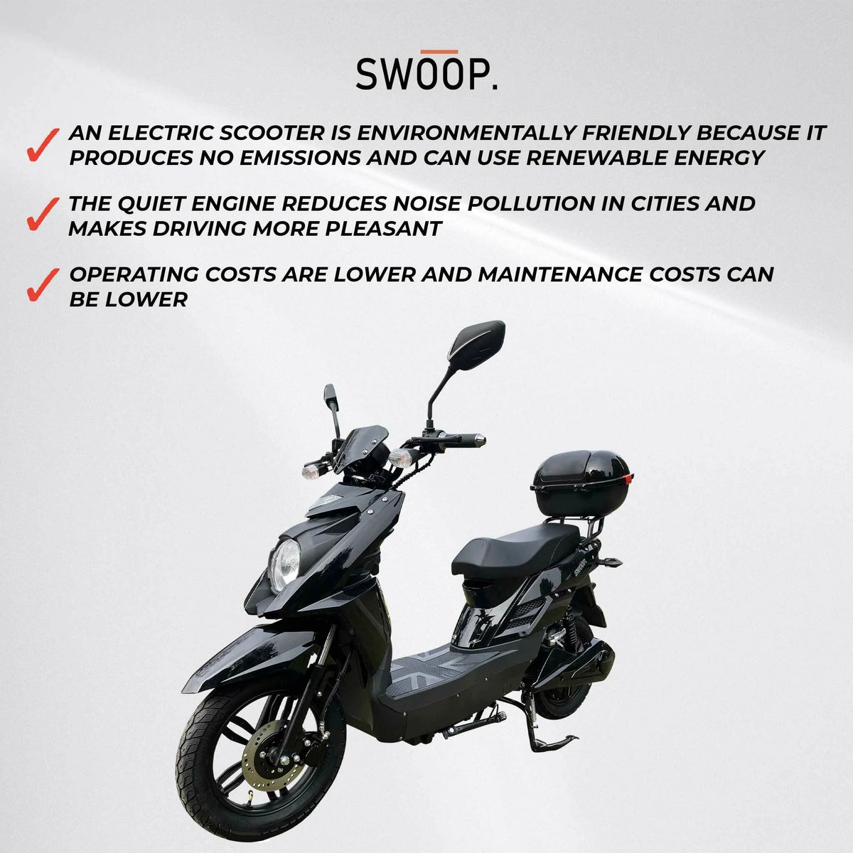 Swoop Elegante E-Scooter Elektroroller Schwarz 1000W