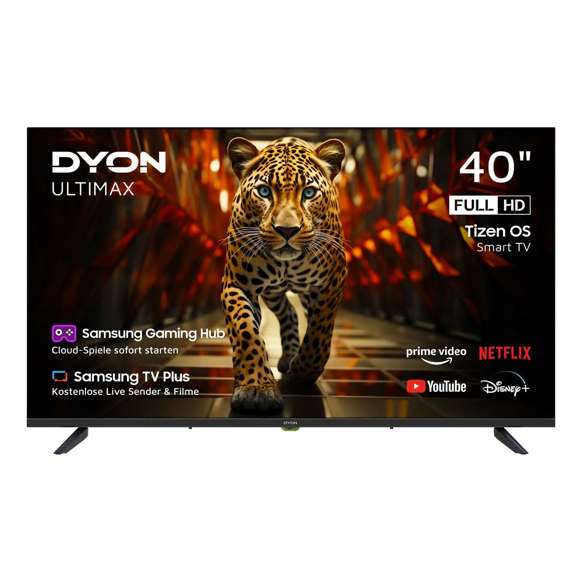 DYON ULTIMAX 40F-TI - 40 Zoll (100 cm) Full-HD Smart TV mit Tizen OS, Triple Tuner (DVB-C/-S2/-T2), Smart & Gaming Hub, Prime Video, Netflix, Disney+ [2025]