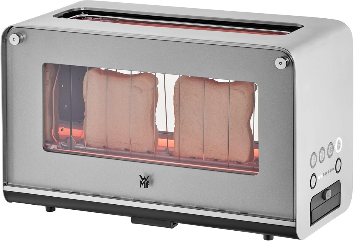 WMF Lono Toaster Glas mit Brötchenaufsatz, 2 Scheiben, XXL, motorisierte Toastaufnahme & Lono 2 in 1 Vario Wasserkocher, mit Temperatureinstellung, 1,4-1,7 l, 3000 W, Teekocher Glas mit Teesieb