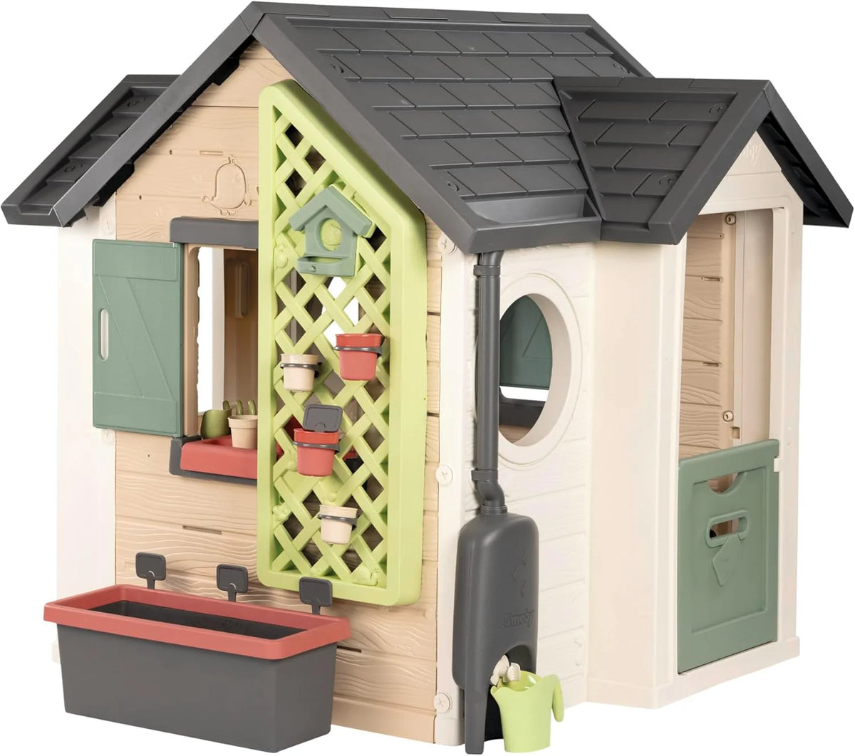 Smoby Life Garden House - Casa de Jardín Infantil de jardinería- Incluye Jardinera, Comedero para Pájaros, Herramientas y Accesorios - Protección UV - Material Reciclado - más de 2 años (7600810408)