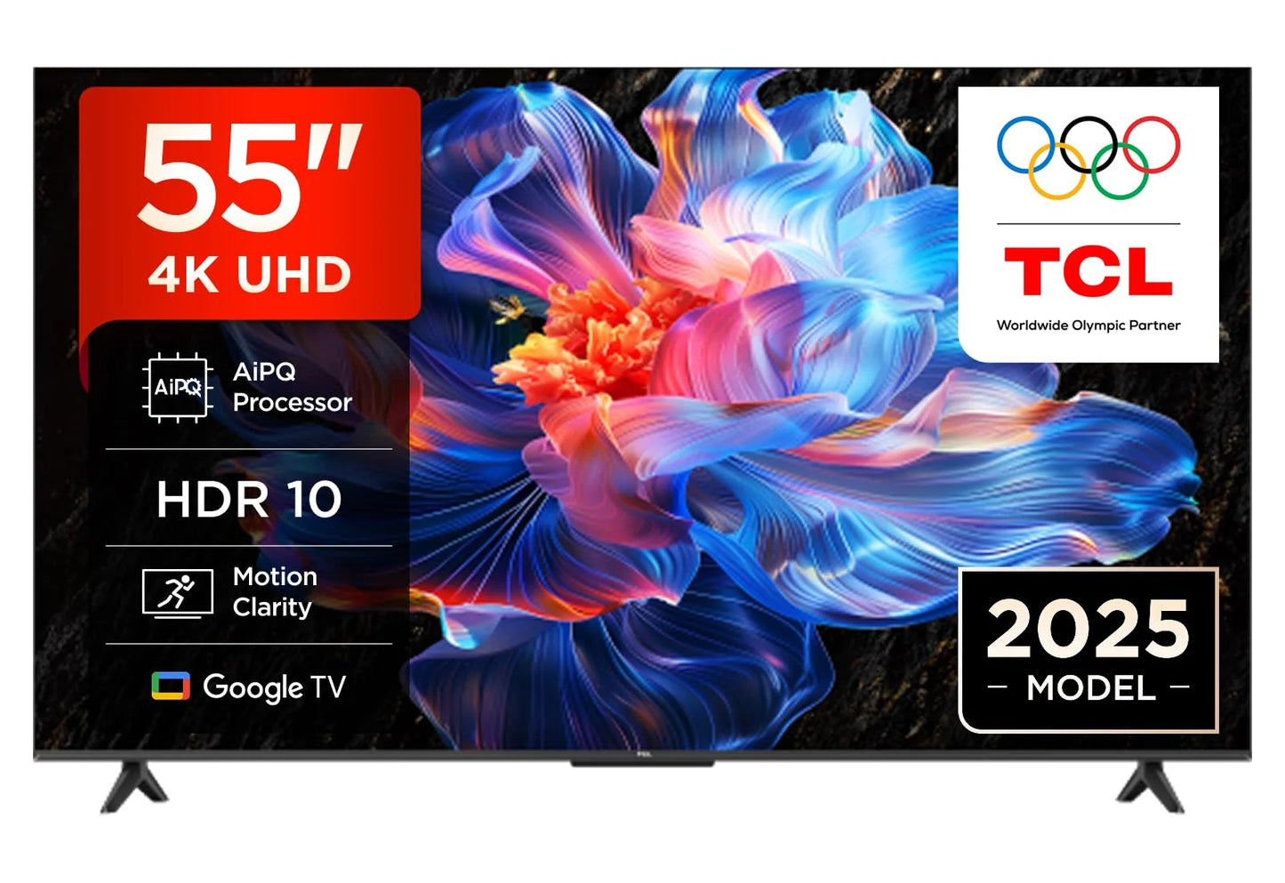 TCL 55V6C 55 Zoll Direct LED TV, 4K HDR Fernseher, Smart TV mithilfe von Google TV (Dolby Audio, Motion Clarity, Kompatibel mit Google Assistant & Alexa)
