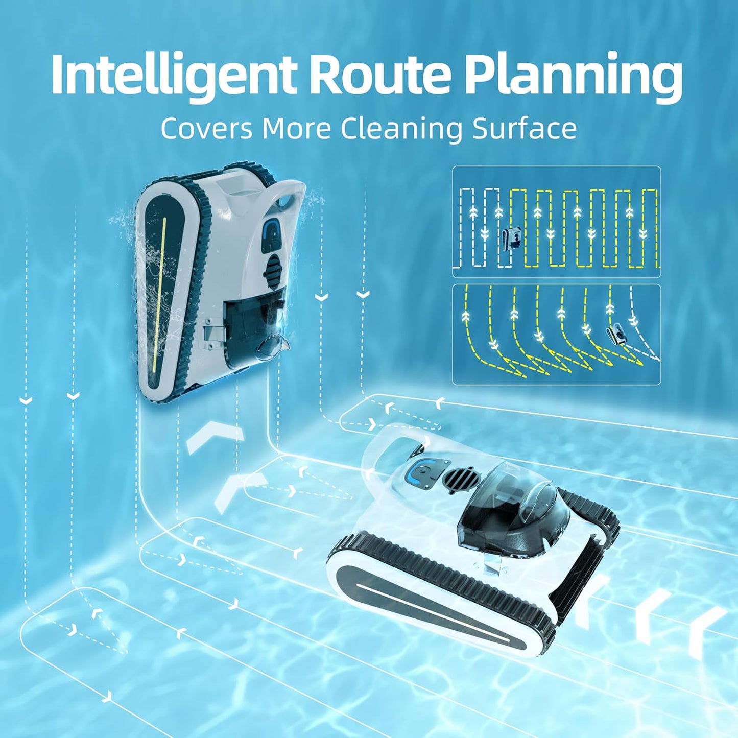 Crab Kabelloser Roboter-Poolsauger, Wandklettern, automatischer Poolreiniger, geeignet für Wände und Böden von 150 m² großen Pools