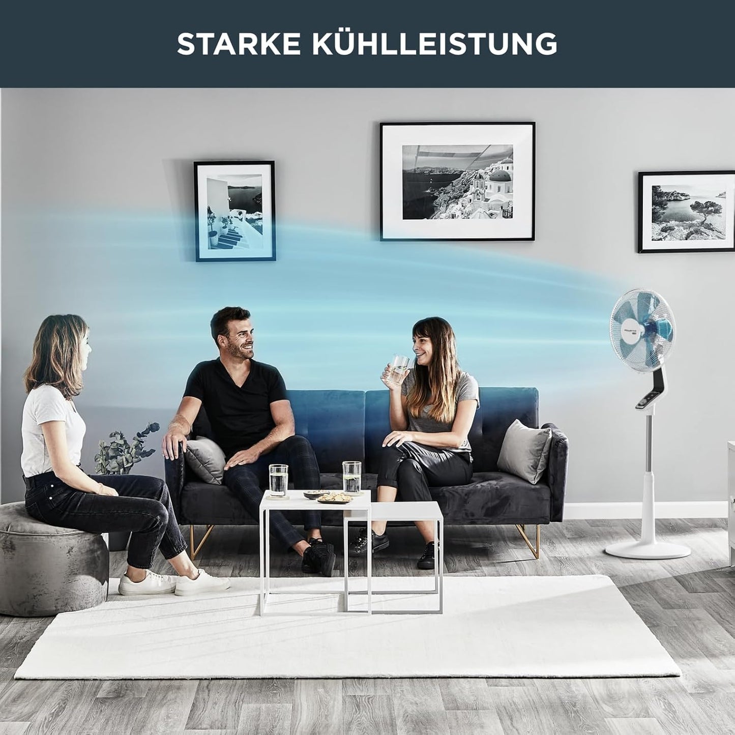 Rowenta Turbo Silence Standventilator, 45 dB(A), 72 m³/min Luftstrom, 4 Geschwindigkeiten, Silent Night & Turbo Boost, 120° Oszillation, Höhenverstellbar, VU5640