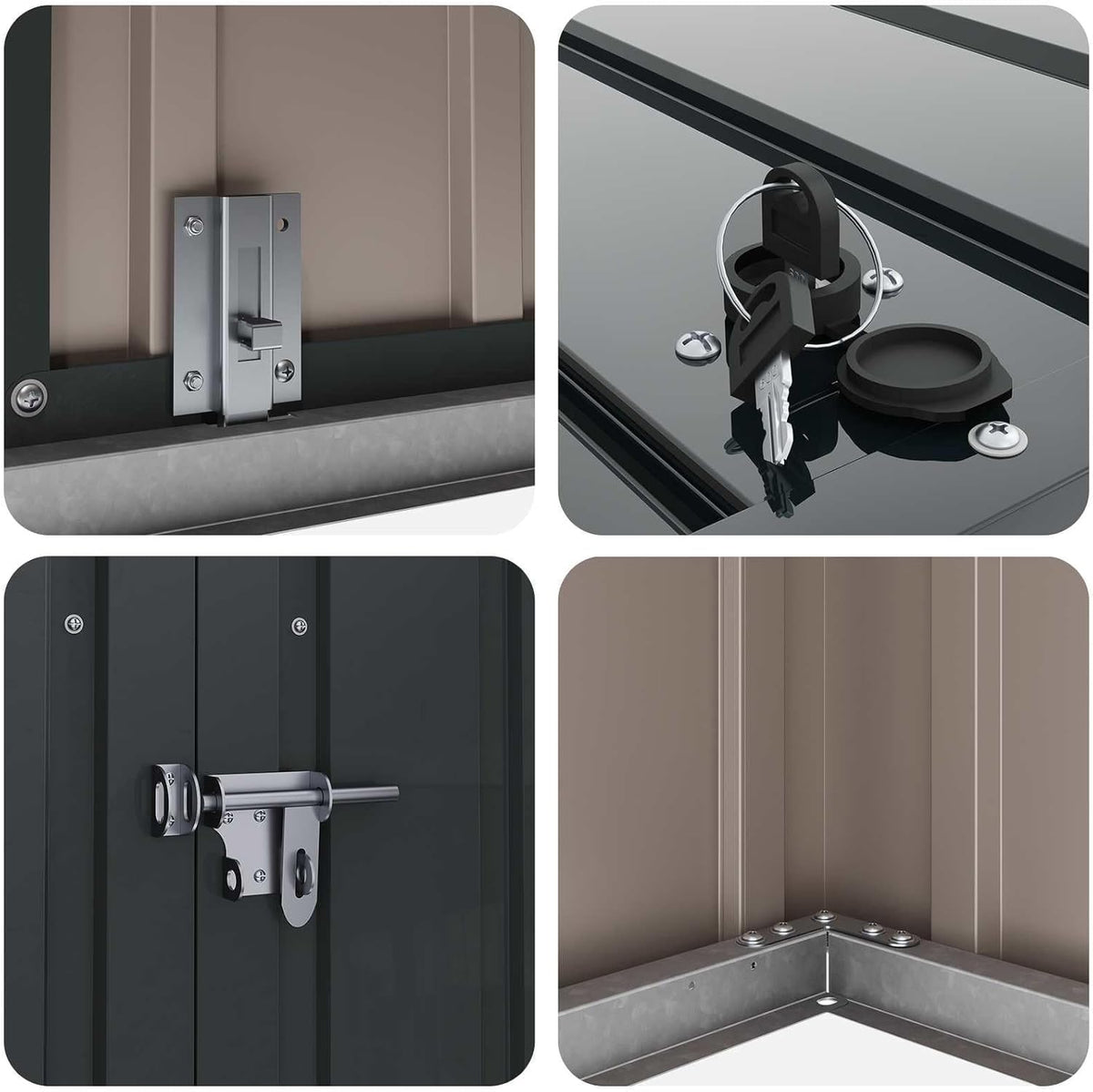 vidaXL Gartenlagerbox Schwarz 101,5 x 107 x 100 cm Stahl, Stylischer, rechteckiger Tisch für jeden Essbereich, pflegeleicht, Elegantes Design, vielseitig einsetzbar - EIN echtes Zuhause!