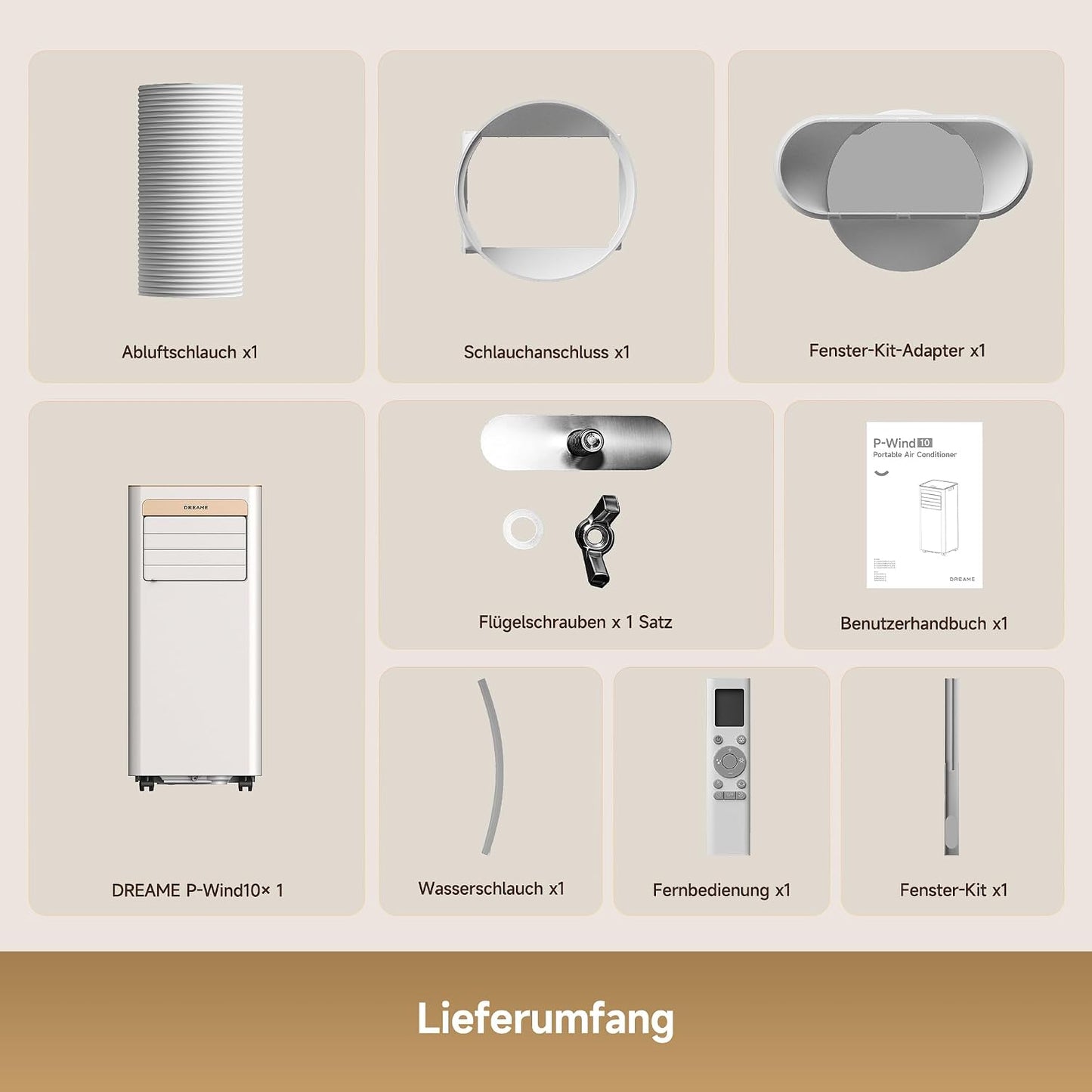 DREAME P-Wind10 7000 BTU Tragbare Klimaanlage, 3-in-1: Kühler & Entfeuchter & Ventilator. 3D Airflow, App- & Fernsteuerung, Schlafmodus, Selbstverdunstung, einfache Einrichtung