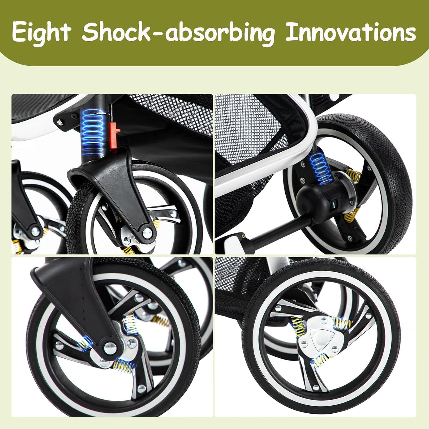 Gcarebb 3 in 1 Kinderwagen, Buggy Mit Auto Babyschale, Mit Höhenverstellbarer Kinderwagen Komplettset, KombiKinderwagen Mit Aluminiumrahmen für Neugeborene 0-4 Jahre
