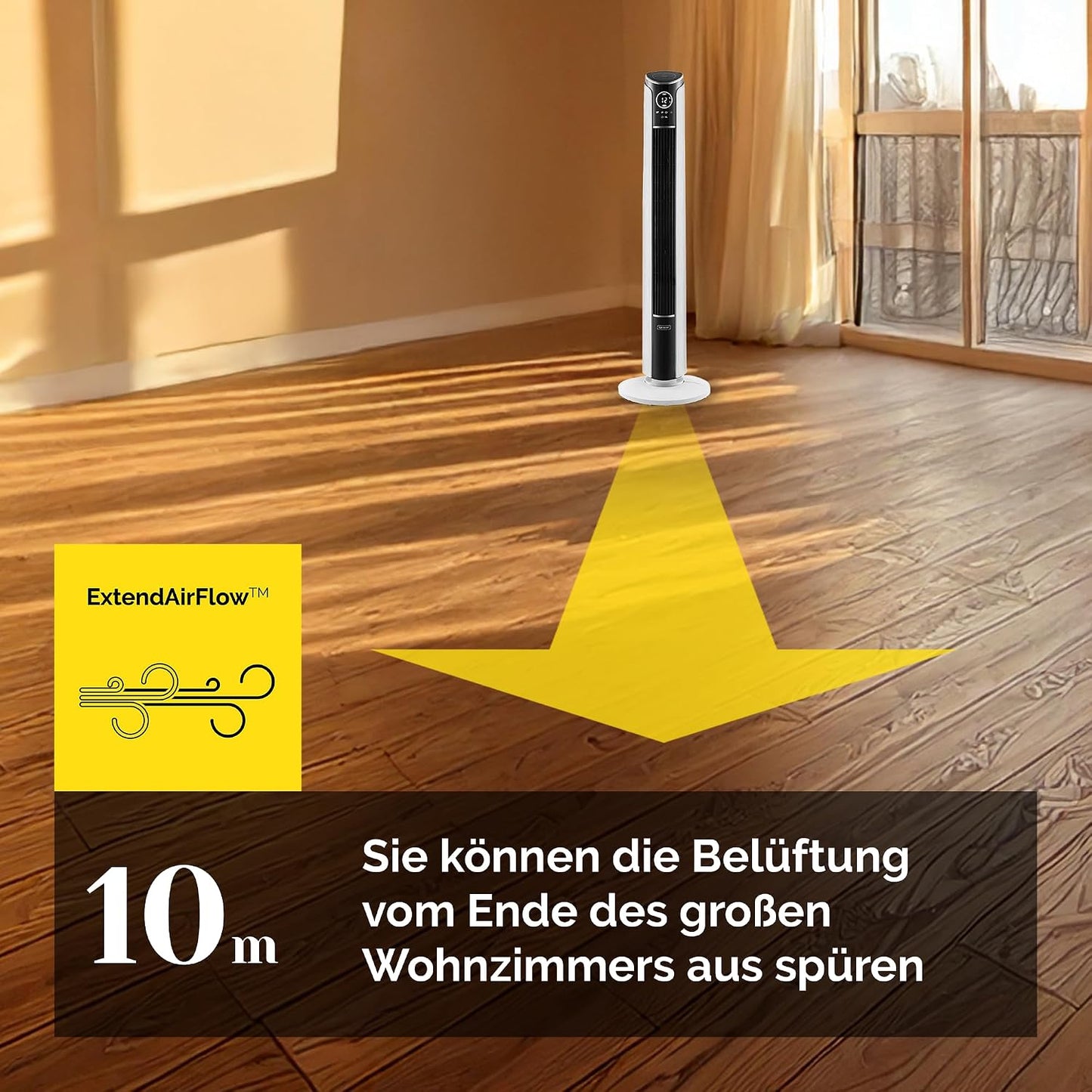 Yoer 29dB Leiser Turmventilator, Ionisator, 10 m Reichweite, Neigungswinkeleinstellung, 12 Geschwindigstufen, 4 Modi, 12 Std. Timer, 90° Oszillation, Fernbedienung, Verto TF01W, weiß