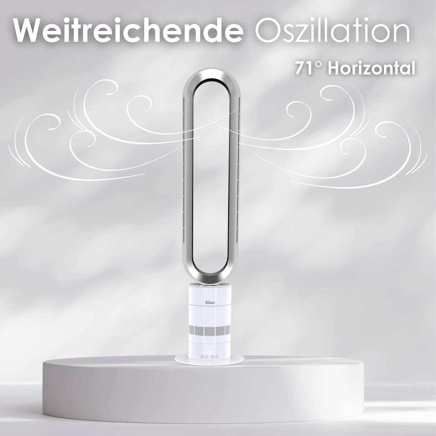 Zilan Turmventilator energiesparender BLDC Motor mit Fernbedienung Ventilator energiesparend oszillierend sehr leise Design Standventilator 10 Stufen Säulenventilator mit Kühlung Tower Fan