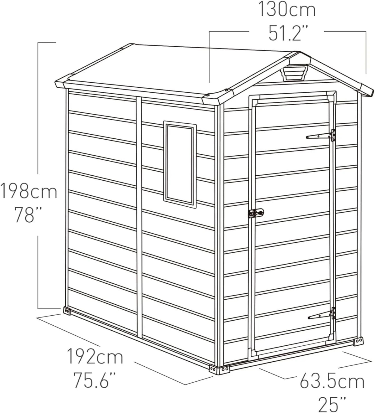 Keter Manor 4X6 - Caseta de jardín, 130x192x198cm y 2,2m2, Suelo, Sistema de ventilación, Puerta y Ventana, Resistente al Agua, Color Gris