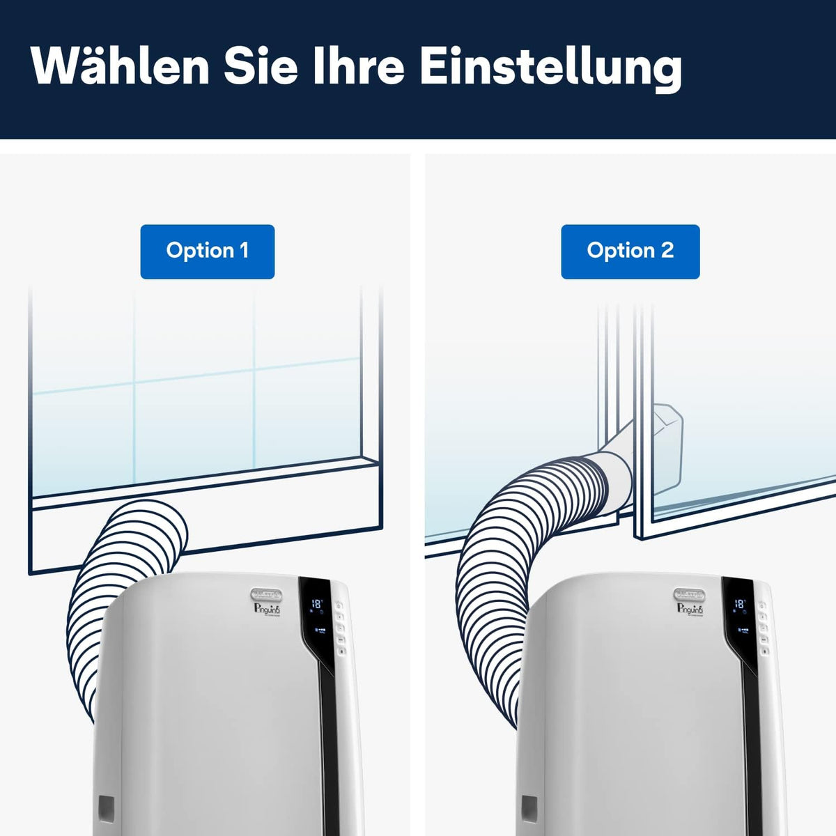 De'Longhi Pinguino PAC EX100 Silent mobiles Klimagerät mit Abluftschlauch, Klimaanlage für Räume bis 110 m³, Luftentfeuchter, Ventilationsfunktion, 24h-Timer, Weiß