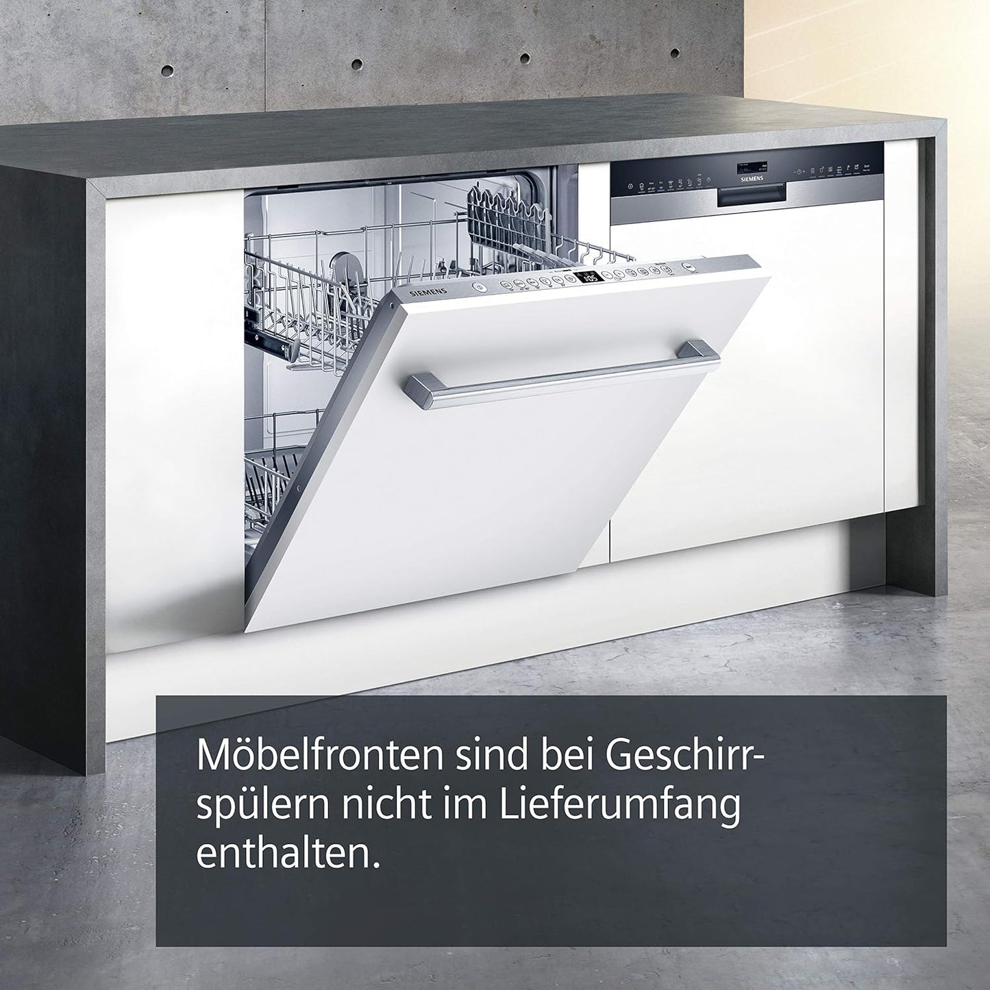 Siemens SR65YX08ME, iQ500 Smarter Geschirrspüler Vollintegriert, 45 cm breit, Besteckschublade, Zeolith, extra leise, aquaStop, automatische Türöffnung nach Programmende, varioSpeed, Innenbeleuchtung