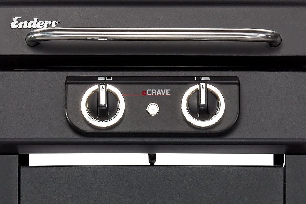 Enders® Elektrogrill eCRAVE 2, mit Gussrost, Grillwagen mit viel Stauraum, SIMPLE CLEAN™ Reinigungssystem, 2 leistungsstarke Heizelemente, formstabile Garhaube mit integriertem Thermometer #97116