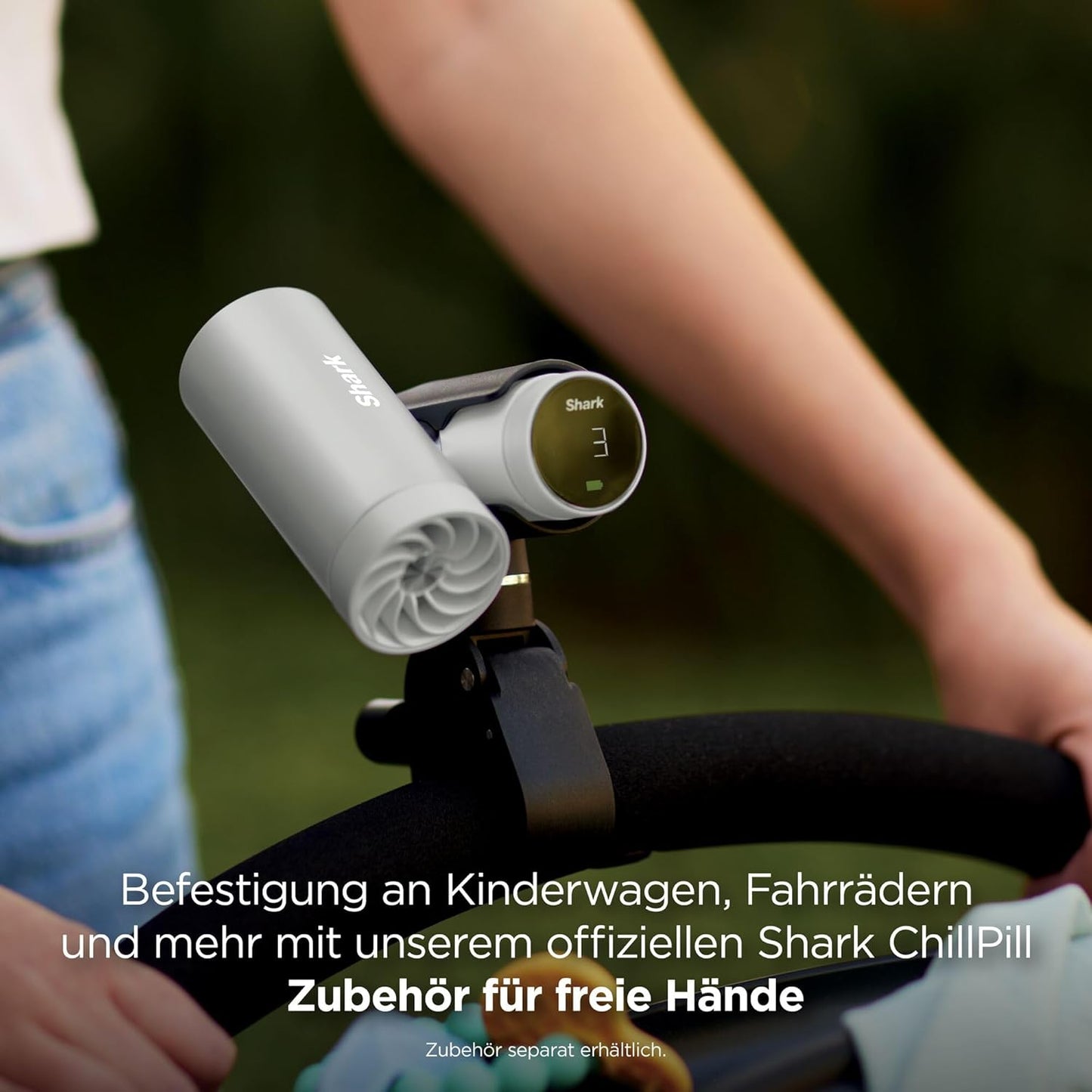 Shark ChillPill 3-in-1-Hochgeschwindigkeits-Handventilator-, Sprühnebel- und InstaChill-System Paket mit Reise-Etui, mit 3 Kühlaufsätzen, reisefreundliches Design, Cloud FA021EU