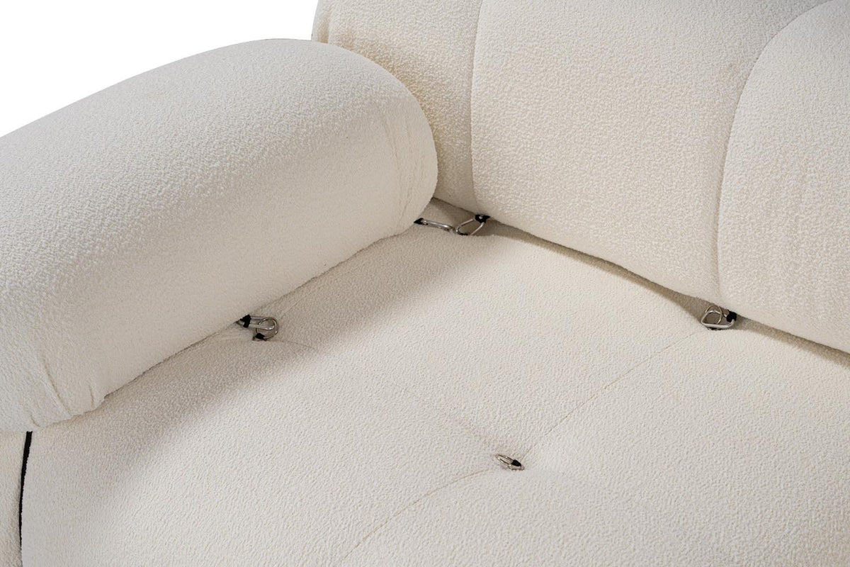 Bubble Beige L1 Ecksofa - Weiss