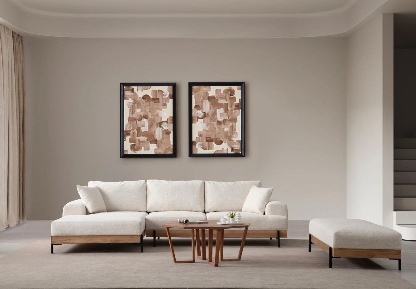 Eti Oak Left Ecksofa - Weiss
