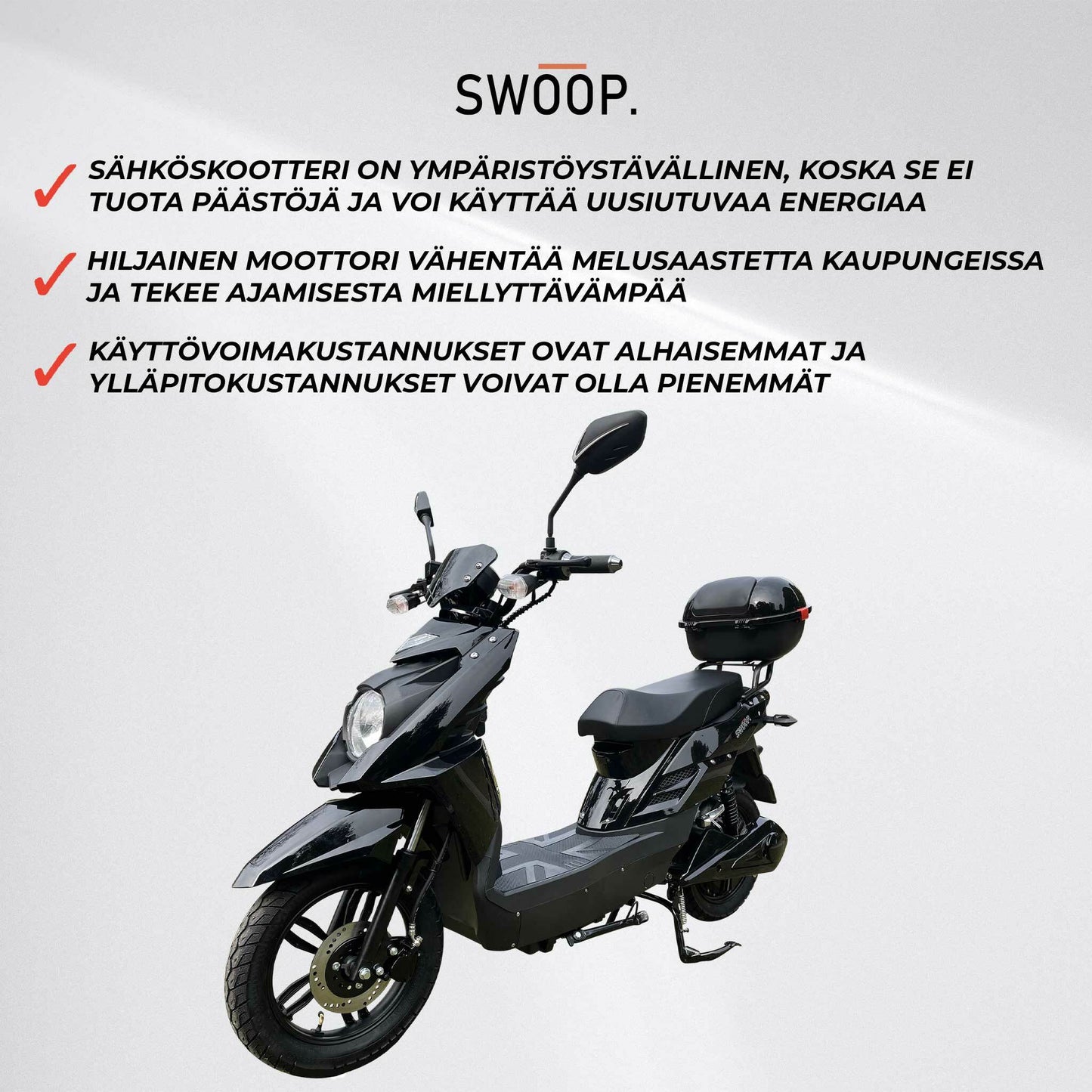 Swoop Elegante E-Scooter Elektroroller Schwarz 1000W