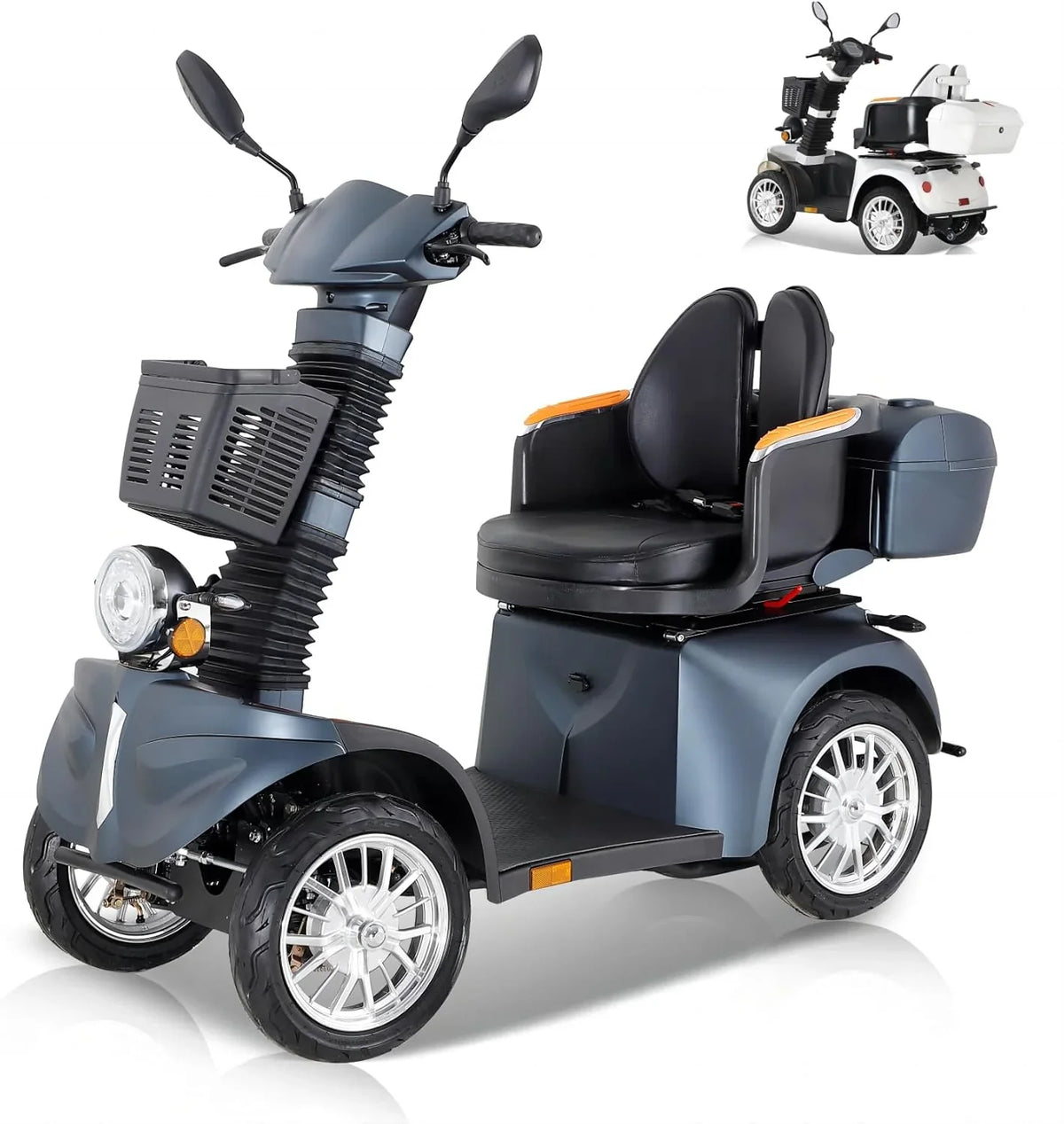 2025 Scooter de movilidad ZVGREEN de 4 ruedas – modelo para personas mayores con asiento tipo capitán – hasta 15 km/h – gran espacio de almacenamiento – asiento giratorio – freno electromagnético