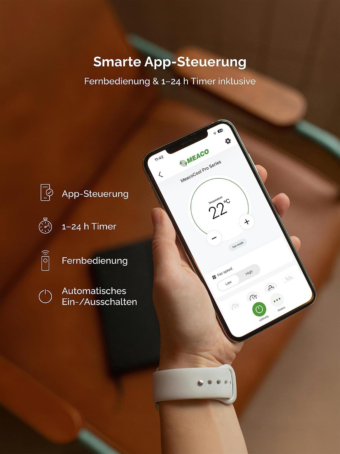 MeacoCool MC Series Pro 10000 BTU Mobile Klimaanlage mit App-Steuerung, Fernbedienung, Energieklasse A, leise (53 dB), 4-in-1 Kühlung, 18–28 m², Schlafmodus, 2 Fenster-Kits