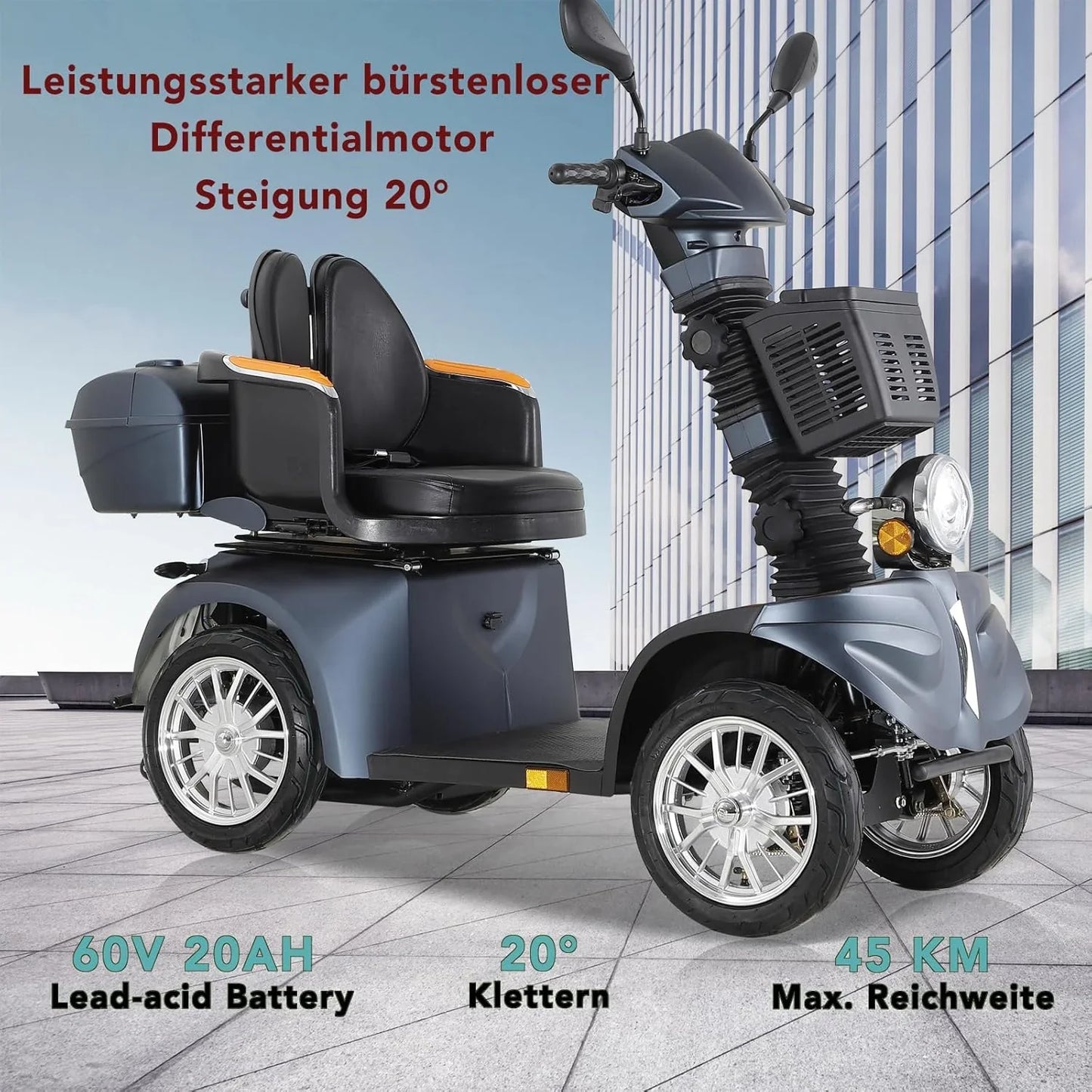 2025 Scooter de movilidad ZVGREEN de 4 ruedas – modelo para personas mayores con asiento tipo capitán – hasta 15 km/h – gran espacio de almacenamiento – asiento giratorio – freno electromagnético