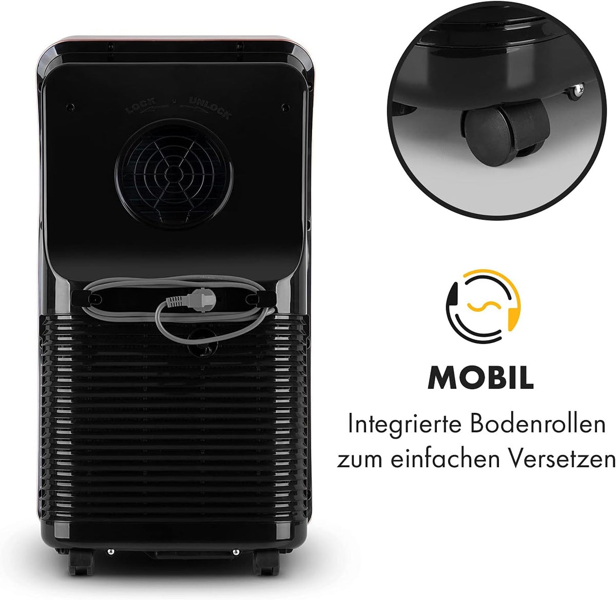 Klarstein Mobile Klimaanlage mit Abluftschlauch, 4-in-1 Klimagerät mit Ventilator, Luftentfeuchter & Nachtmodus, Kleine & Portable Klimaanlage für Wohnung & Büro, App-Steuerung, 12000 BTU