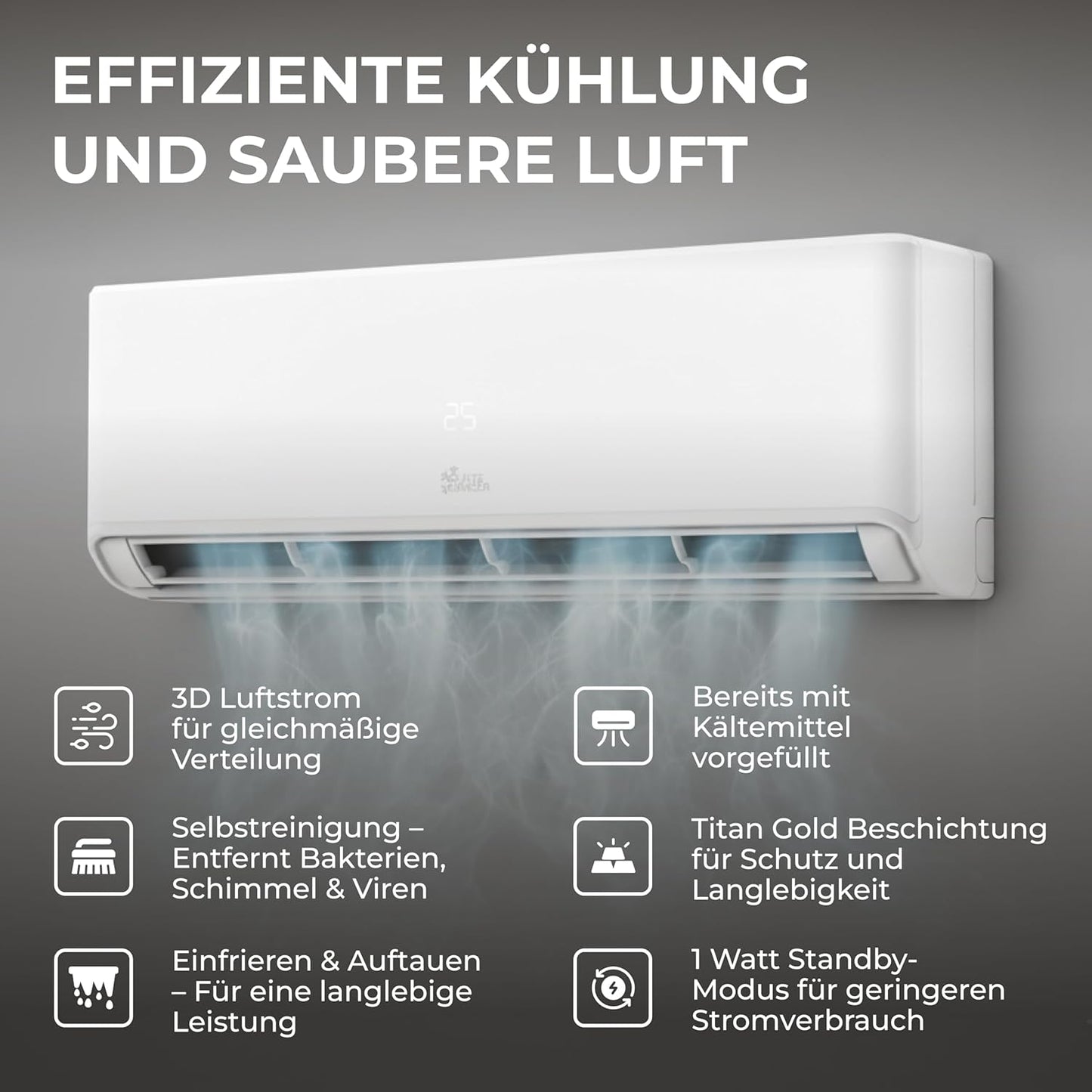 Kältebringer A+++ R290 Split Klimaanlage 12000 BTU (3,7 kW) - mit Heizfunktion, WiFi & App, bis 60m², sehr leise, 5m Kupferleitung, Kältemittel R290, Montagematerial, Wandhalterung