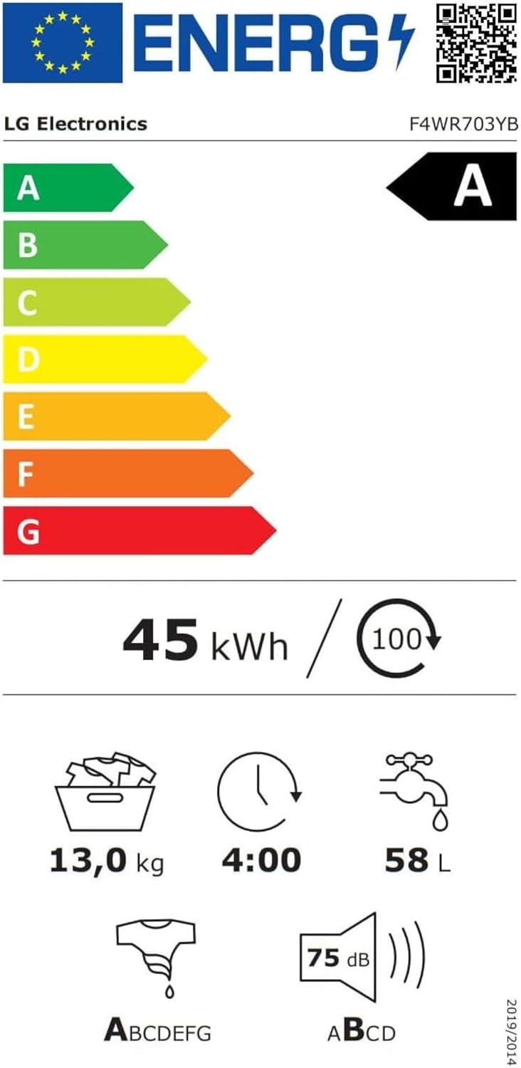 LG F4WV7080, Klasse A, Frontlader-Waschmaschine 8 kg, 1400 U/Min, AI Direct Drive, Wi-Fi, Tiefenreinigung mit Dampf, Groe Kapazitt, TRIPLE A, Auentür aus Sicherheitsglas, 62 x 60 x 85 cm Wei