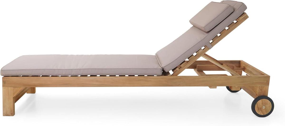 AXI Rama Gartenliege aus Teak Holz mit Kissen | Sonnenliege aus Teakholz mit Verstellbarer Rücklehne - 4 Positionen | Sonnenbett/Liege mit Rollen für Draußen/Garten