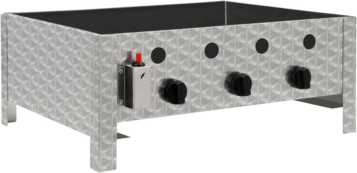BBQ-Toro Edelstahl Gastrobräter | 3-flammig | 64 x 52 x 27 cm | Gastrogasgrill, Wurstbrater, Tisch Grill | Gastrogrill, Tischgasgrill, Gastischgrill, Bräter für Tisch & Gastronomie