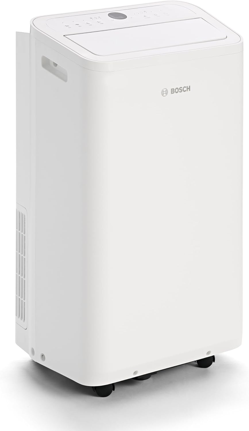 Bosch Cool 4000 Mobiles Klimagerät - 3-in-1: Klimagerät, Luftentfeuchter, Ventilator - 2,6 kW für Räume bis zu 35m² - Mit Auto-Modus, Silent-Modus & Sleep-Modus